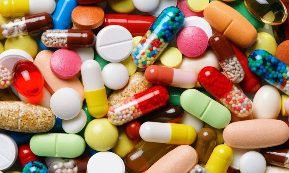 Eine breite Palette von Medikamenten gegen Blasenentzündung bei Frauen.